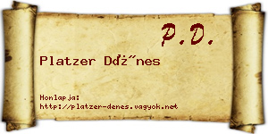 Platzer Dénes névjegykártya
